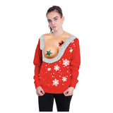 Ugly Christmas Sweater Spoof Sexy Digital Printed round Neck Couple Sweater