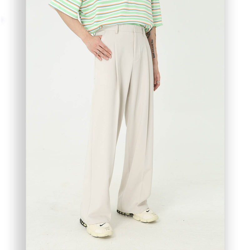 Men Suit Pants Trendy All-Matching Straight Mid-Waist Suit Pants