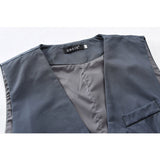 Men's Dress Vests Men's Vest Casual Jacket Fashion Casual Simple Men's Solid Color Single-Breasted V-neck Slim-Fitting Men's Clothing Waistcoat