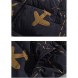 Man Fall Winter Outfis Winter Airplane Cartoon Print Stand-up Collar Cotton-Padded Coat Casual Top