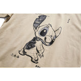 Men Tshirts Stitch Short Sleeve Summer Cartoon Animation Printing Mesh Red Men's Loose-Fitting Pure Cotton T-shirt