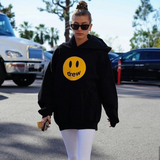 Smiley Face Hoodie Smiley Face Biber Hooded Sweater Men and Women Loose
