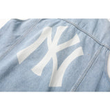 Yankees Autumn and Winter Letter Embroidery Retro Denim Waistcoat Vest Coat Top Men and Women