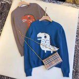 Dinosaur Sweaters Card round Neck Knitted Sweater