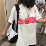 Cavempt Ce Cav @ Empt C.E Fluorescent Pink Cross Couple Short Sleeve T-shirt Men and Women