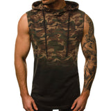 Tactics Style Men Sweatshirts & Hoodies Summer Men's Vest Camouflage 3D Digital Gradient Printing Hooded Sleeveless Vest T-shirt Men