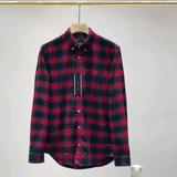Mens Flannel Jacket Tommy Tommy Embroidered Lapel Flannel Casual Plaid Long Sleeve Shirt