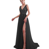 Semi Formal Dresses for Wedding Women's Clothing Split Sexy V-neck Exposed Formal Dress