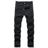 J Shaped Jeans Men's Motorcycle Men's Personality Pleated Slim Stretch Camouflage