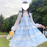 Gothic Lolita Harajuku Style Clothing Shirt Japanese Style Lantern Sleeve Chiffon Lace Sleeve Slim Fit Shirt