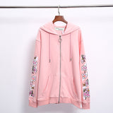 Off White Zipper Hoodie Off Peach Blossom Arrow Printed Hoodie Ow