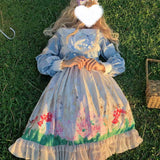 Gothic Lolita Harajuku Style Clothing Tianshishenlin Lolita Long Sleeve Dress Op Matte
