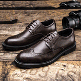 Indo Western Shoes Leather Shoes Men Brogue British Casual plus Size Youth Suit Wedding Shoes Men's Shoes