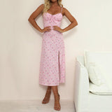 Homecoming Dresses Summer Women's Clothing Sexy Fashion Floral Pleated Lace-up