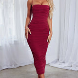 Women Summer Dresses Midaxi Dresses Spring Fashion Pleated Suspender Long Dress Summer