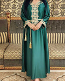 Muslim Women Stylish Kashibo Abaya Muslim Ladies Long Gown Islamic Clothing Jilbab Jalabiya Robe Embroidery Stitching Dress