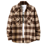 Mens Flannel Jacket Flannel Padded Plaid Shirt Men's Style Coat Shirt