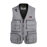 Men Utility Vest Work Zipper Tactical Work Vest Slim Pocket Jacket Autumn and Winter Household Leisure Men's Waistcoat