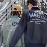 Yankee Letterman Jacket Outfit Senior Jackets Varsity Baseball College Coat Mlbny Loose Leisure Sports Baseball Uniform Men's Army Green