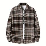 Mens Flannel Jacket Flannel Padded Plaid Shirt Men's Style Coat Shirt