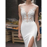 See through Wedding Dress See-through Light Wedding Dress Simple Lace
