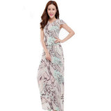 Women Plus Size Maxi Dresses Bohemian Summer V-neck Short Sleeve Slim Dress