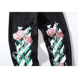 Off White Winter Pants Spring and Autumn Tulip Pattern Men's and Women's Casual Pants