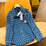 Yankees Autumn and Winter Printed Long-Sleeved Shirt Denim Jacket Men's and Women's Tops