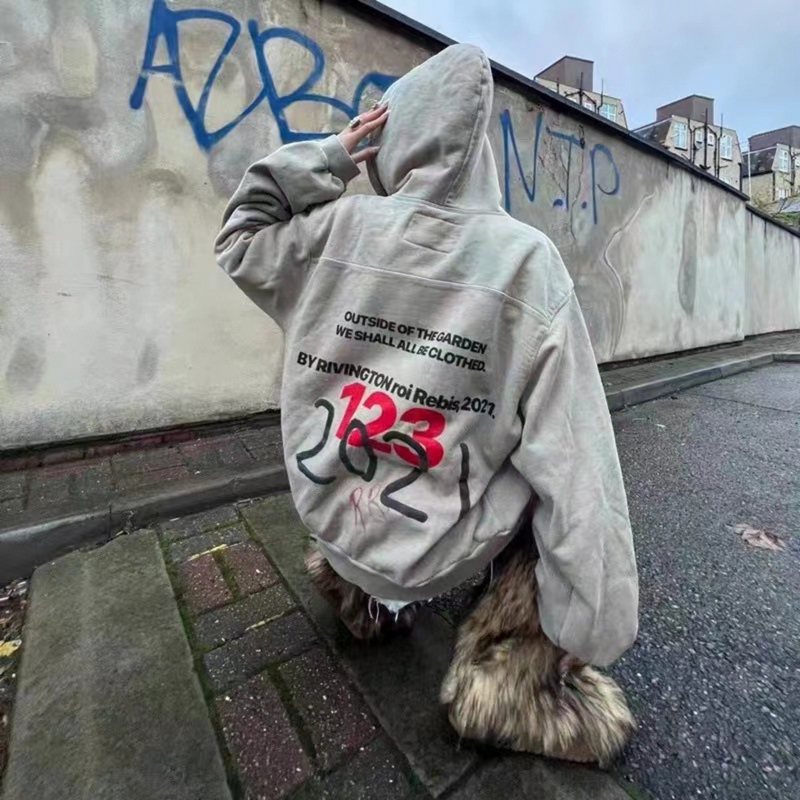 Rrr123 Hoodie Hand Painted Graffiti Retro Distressed Loose Hooded Sweater