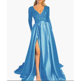 Mariah Carey See through Dress Sequined V-neck Long Sleeve Long Evening Gown