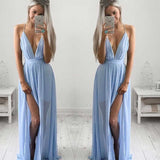 Prom Dresses Sleeveless Sling Dress with Vents V-neck Vest Dress