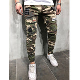 J Shaped Jeans Men's Jeans Badge Stretch Slim Fit Skinny Elastic Foot Mouth Camouflage Skinny Pants