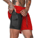 Jogging Shorts for Men Double-Layer Solid Color Shorts Men's plus Size Fitness Exercise Training Quick-Drying Summer
