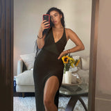 Summer Fashion V-neck Backless See-through Beach Vest Long Dress Dress