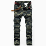 J Shaped Jeans New Men's Jeans Slim Straight Zip Pleated Trousers