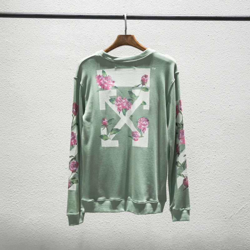 Off White Long Sleeve round Neck Sweater Printed Hoodie Ow Large Size Loose Men's and Women's Pullover Sweater