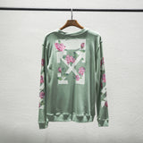 Off White Long Sleeve round Neck Sweater Printed Hoodie Ow Large Size Loose Men's and Women's Pullover Sweater