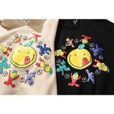 Smiley Face Hoodie Men and Women Hip Hop Print Hooded Pullover