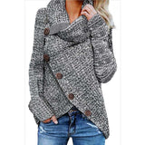 Women Sherpa Jacket Thickened Sweater Women's Autumn and Winter Single Row Diagonal Buckle Long Sleeve Asymmetric Sweater