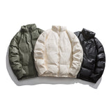 Man Fall Winter Outfis Winter Clothes Letters Stand-up Collar Cotton-Padded Clothes Boys Loose PU Leather Top