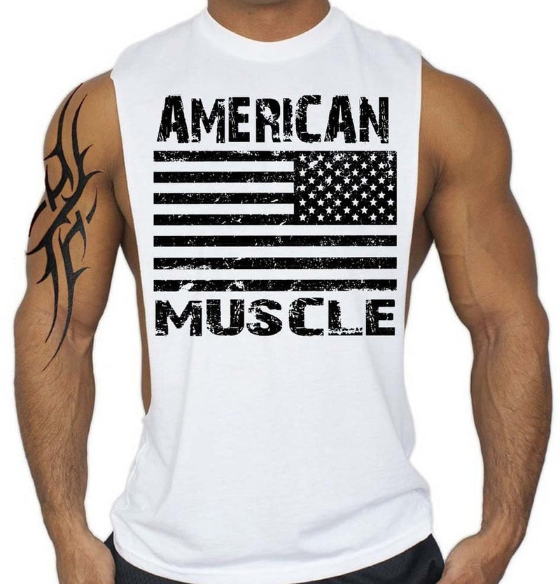 Man Tanks Sports Large Slit Cotton Vest