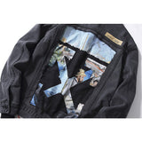 Off White Winter Coat Autumn and Winter Monet Oil Painting Graffiti Arrow