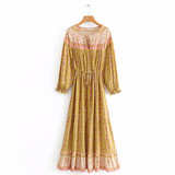 Beth Dutton Bohemian Dress Winter Autumn Midi Dresses Hollow out Large Swing Elastic Waist Dress