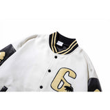 Letterman Jacket Outfit Senior Jackets Varsity Baseball Coat Men's Loose Lapel Baseball Uniform Jacket