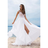 Women Lace Wedding Dress Chiffon Dress Prom Evening Dress Split Swing Dress