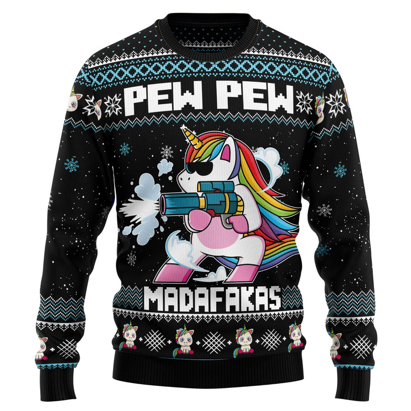 Black Christmas Sweater 3D Printed Air Layer Crew Neck Sweater