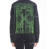 Off White Winter Coat Hang Rope Letter Arrow Washed Distressed Denim Jacket Coat
