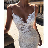 Women Lace Wedding Dress Sexy V-neck Lace Camisole Gown Long Dress