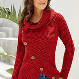 Women Sherpa Jacket Thickened Sweater Women's Autumn and Winter Single Row Diagonal Buckle Long Sleeve Asymmetric Sweater