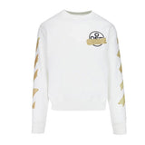 Off White Sweatshirts Men's Round Neck plus Size Casual Sweatshirt plus Size Retro Sports Owt